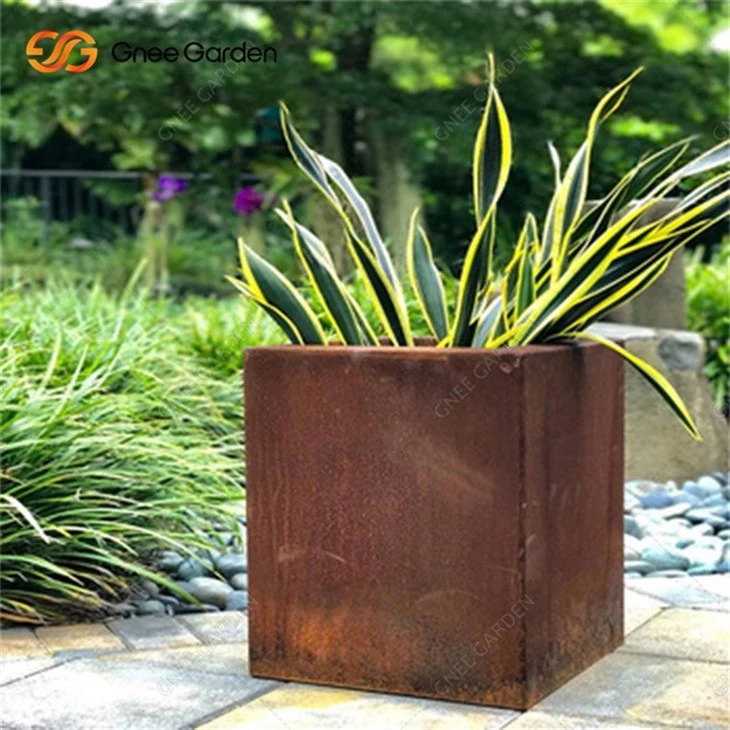 Corten Steel Outdoor Rust-colored Flowerpot