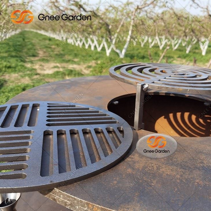 Corten Steel Round BBQ Grill Metal Barbcue