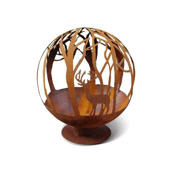 Kohandatud Corten Steel Fire Ball Garden Fire Ball & Fire Pit välitingimustes