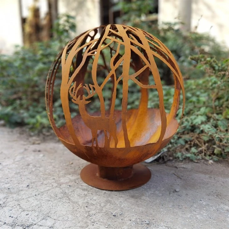 Custom Corten Steel Fire Ball Garden Fire Ball & Fire Pit Outdoor