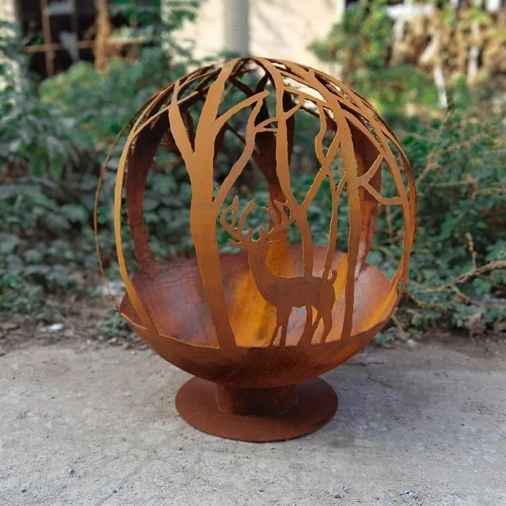 Custom Corten Steel Fire Ball Garden Fire Ball & Fire Pit Outdoor