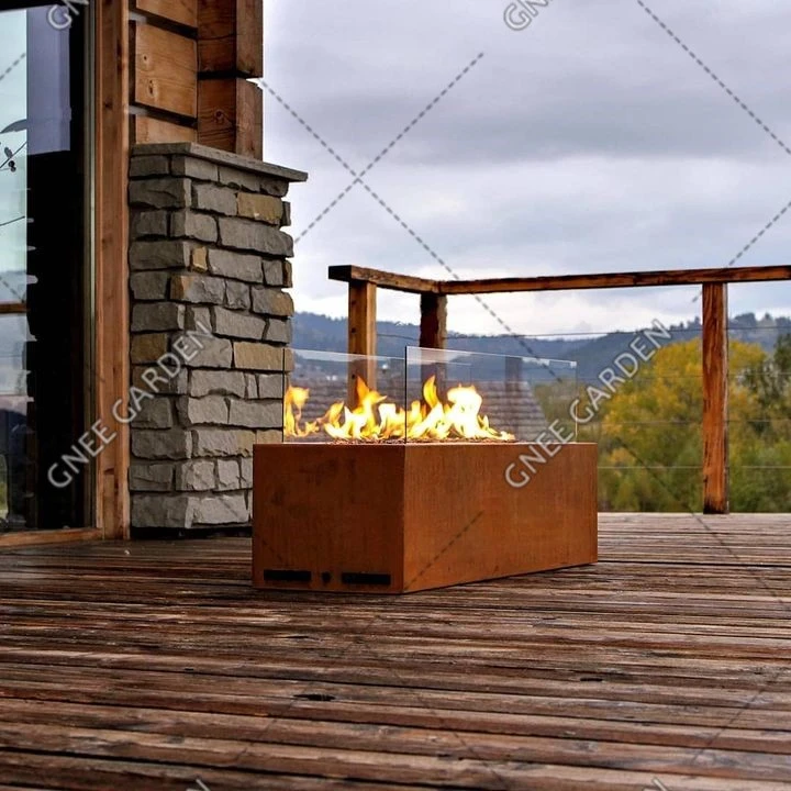 Luxury Natural Gas Corten Steel Fire Pit Outdoor