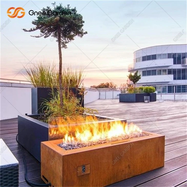 Outdoor Decoration Corten Steel Gas Firepit