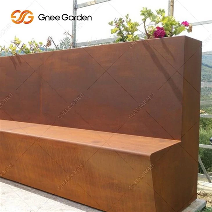 Outside Modern Furniture Patio Street Benches Corten Steel Seating