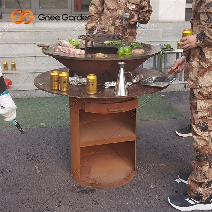 Round Corten Steel High Quantity BBQ Grill