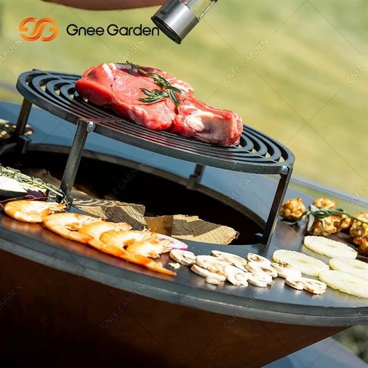 Rustic Metal Garden Barbecue Grill Corten Steel Fire Pit