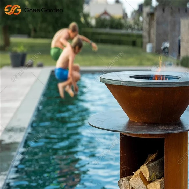 Rusty Woodburning Corten Steel BBQ Grill