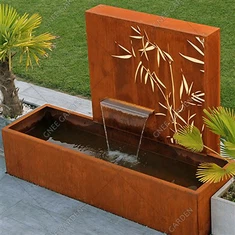 Aia metallist omadused Vihmakardin Skulptuur Purskkaev Corten Steel Water Fall