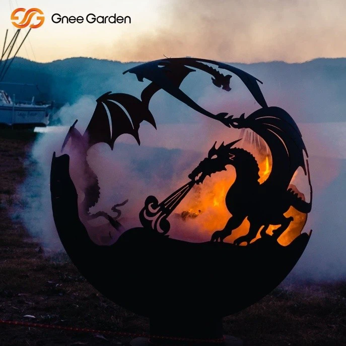 Corteni terasest sfääriline draakoni tulekahju aia jaoks