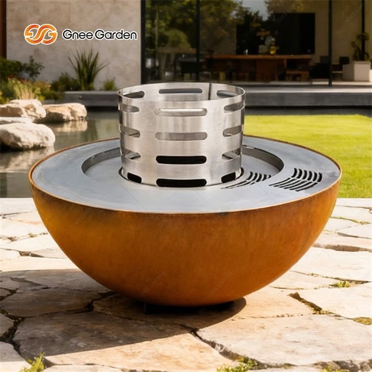 Corten Steel Semi-sphere Barbecues Smokehouse BBQ