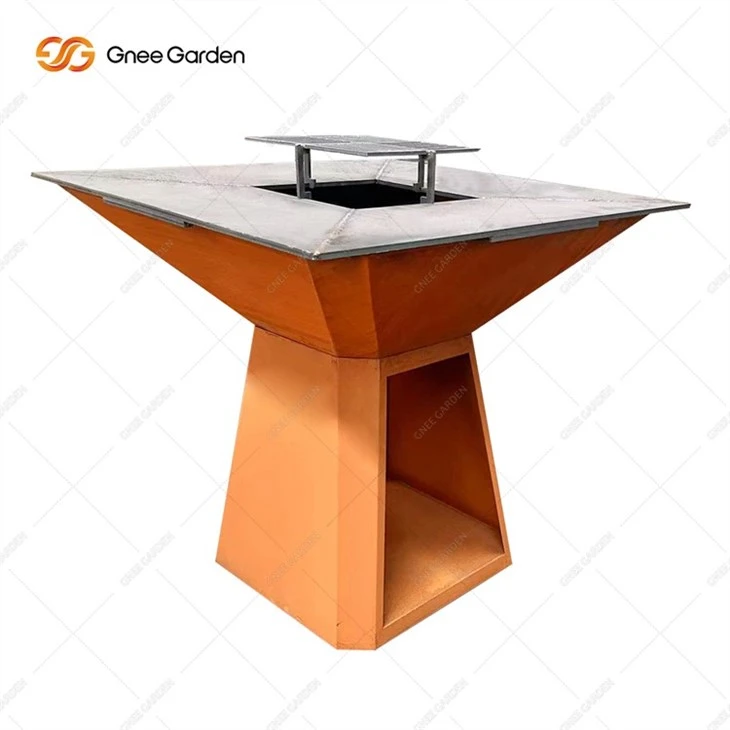 Weathering Steel Square Table Indoor BBQ