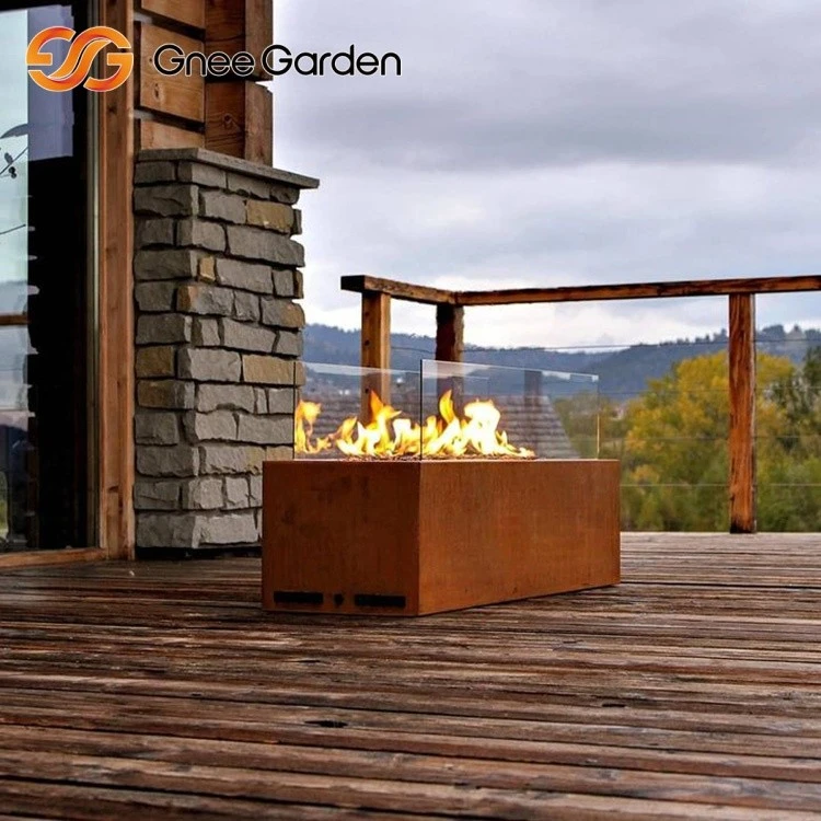 Decorative Rectangular Corten Steel Heating Fire Pit