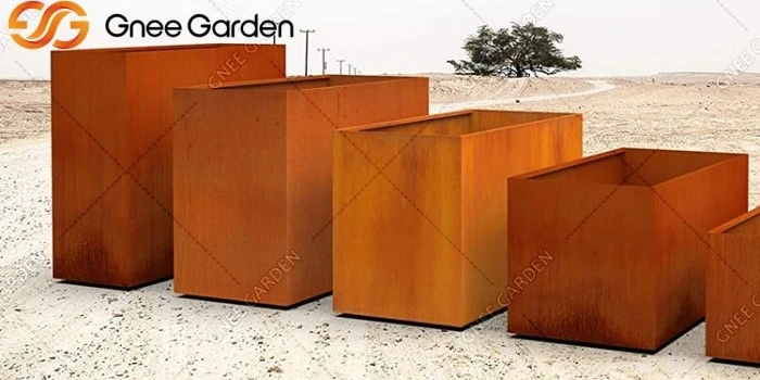 Corten steel large garden planters Corten steel large garden planters