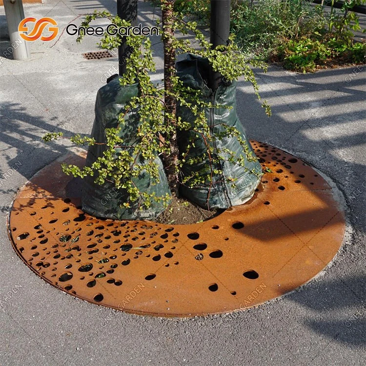 Round Corten Steel Perforated Tree Grate Round Corten Steel Perforated Tree Grate