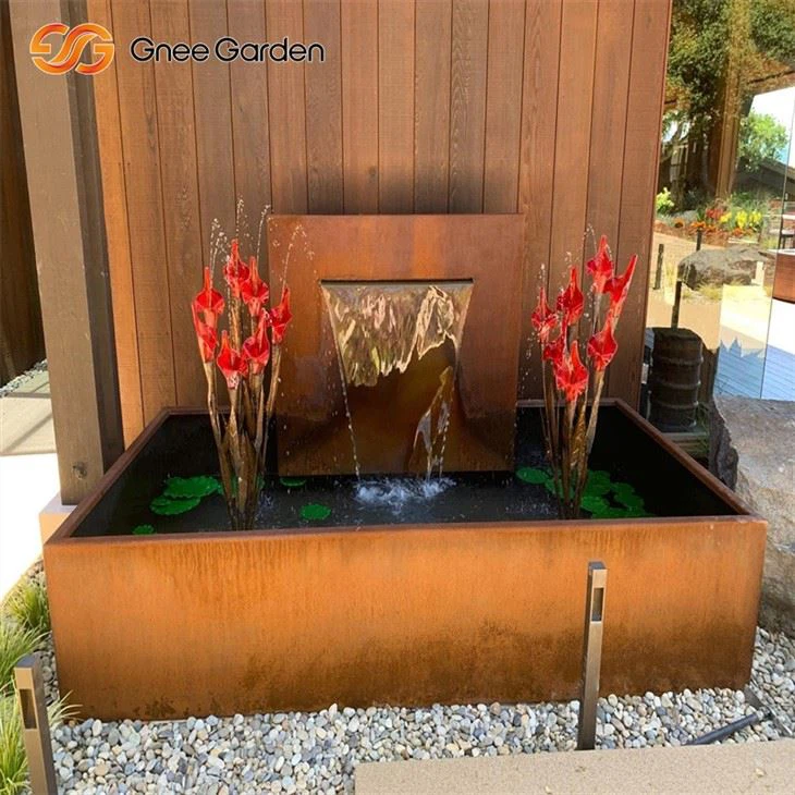 Corten Steel kohandatud veefunktsiooni taustapaneel