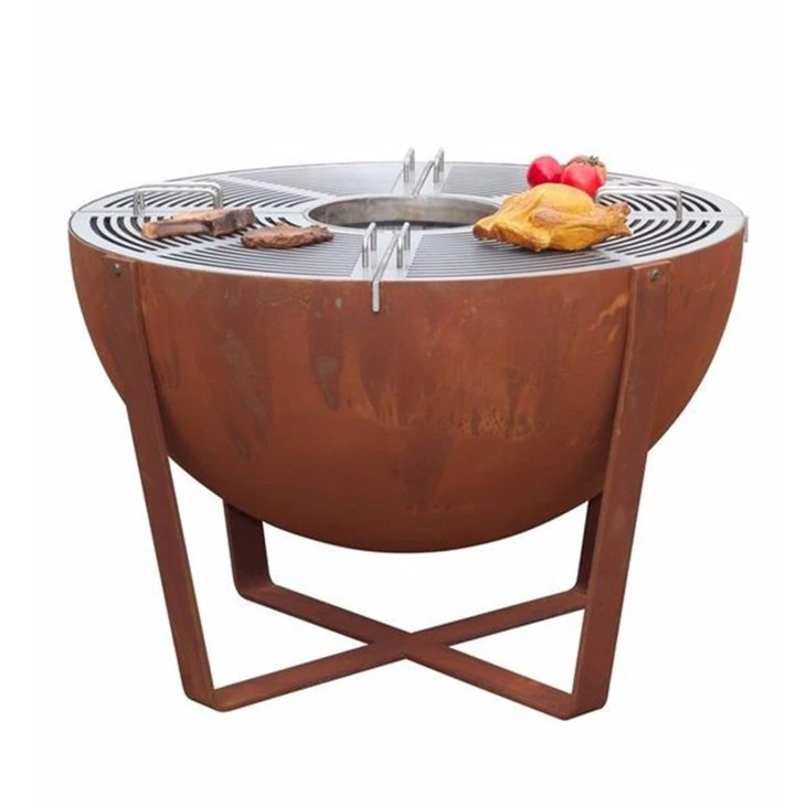 Round Corten Barbecue Outdoor Fire Pit Bowl